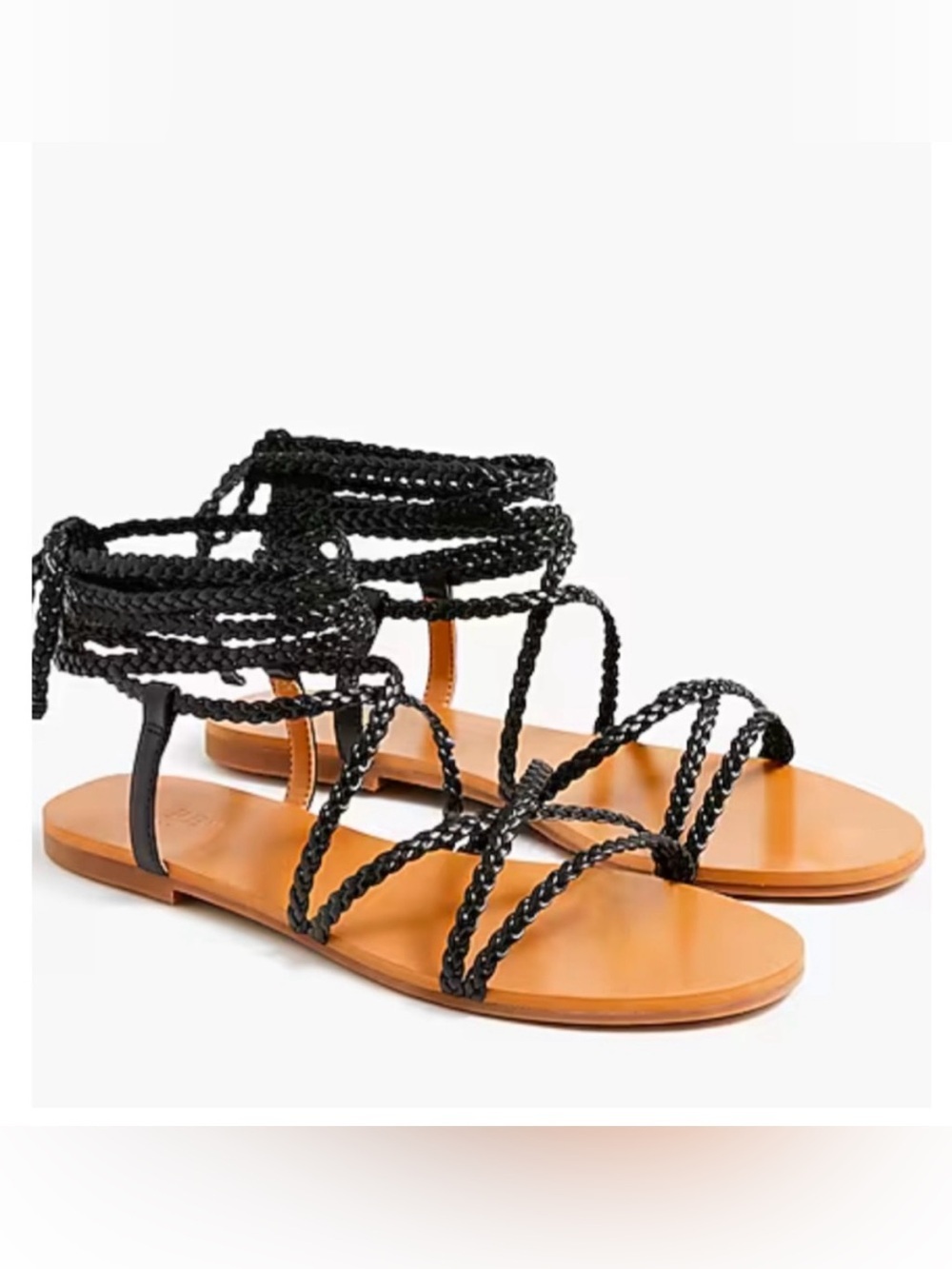 J. Crew Factory | Boho Chic Braided Ankle-Wrap Sandals, Size 8